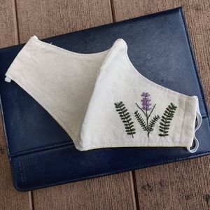 Lavender embroidery mask